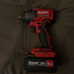 Bauer 20V Brushless Cordless 3/8 impact wrench + 5AH Charger + Rapid Charger + 3/8 Deep Socket Set