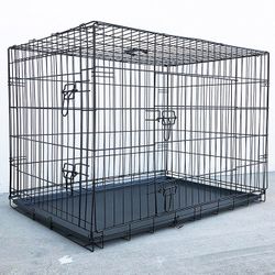 (New in box) $65 Folding 42” Large Dog Cage 2-Door Pet Crate Kennel  42x27x30 inches