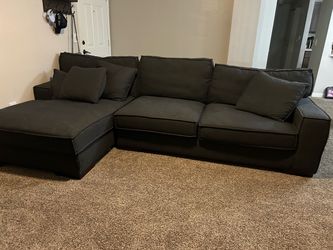 Dark Gray Fabric Sectional Sofa with Chaise