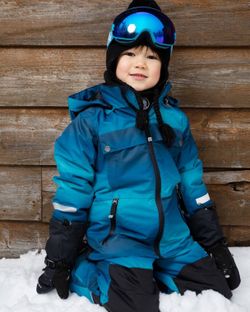 Deux par Deux Boy Two-Piece Teknik Snowsuit - Little Kid Size 7 - Teal Gradient