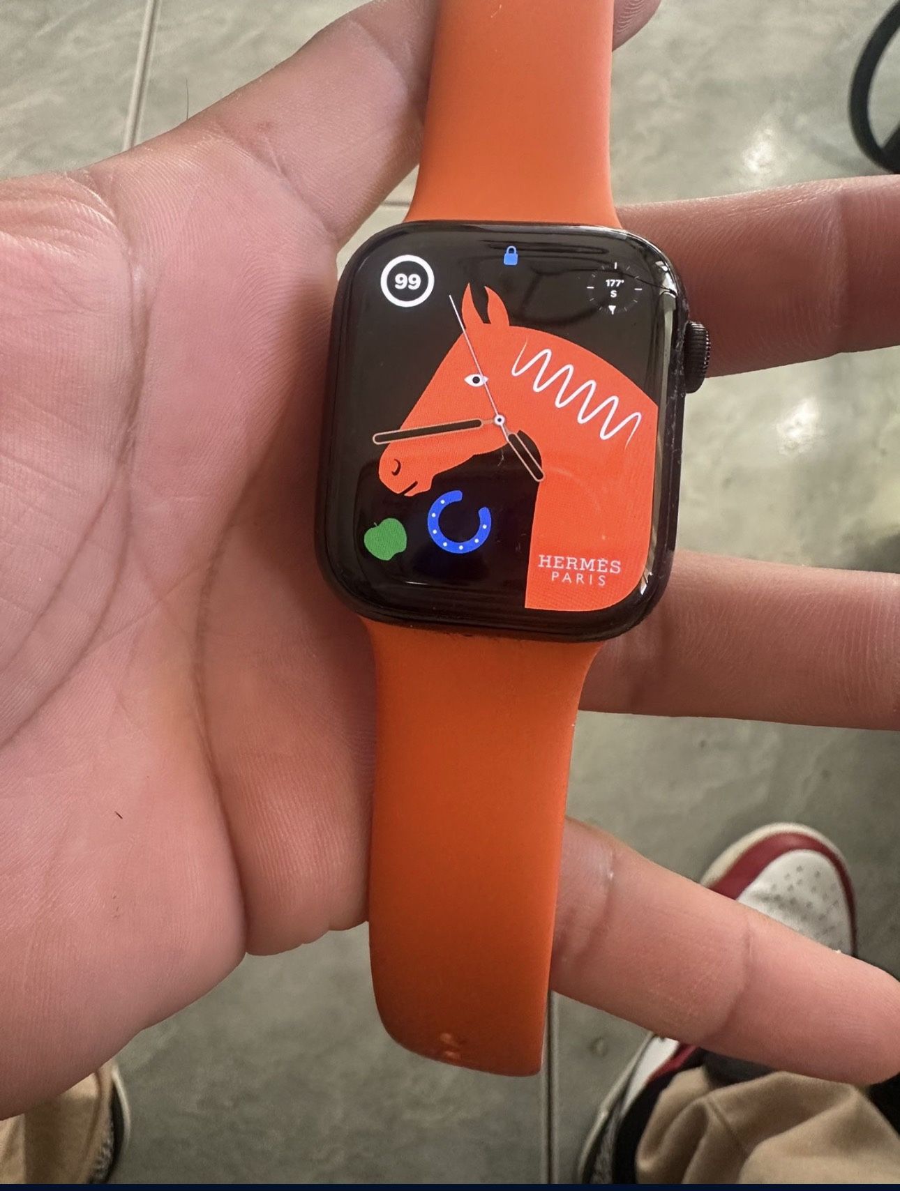 Hermes Apple Watch Series 7 45mm Black with Hermes Orange Sport band GPS+Cell