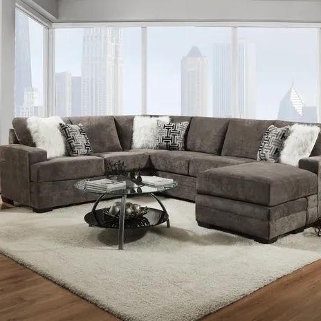 New Large Dark Grey Sectional Sofa Couch