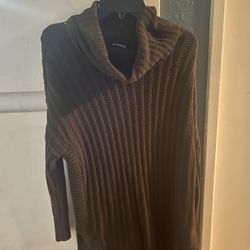 Brown Loose Turtleneck Sweater