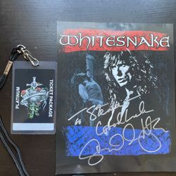 Autographed Whitesnake David Coverdale 8x10 Hand Signed & Backstage Pass. Pickup in Virginia Beach 