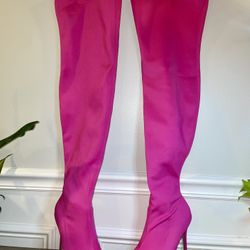 Women's Pointy Toe Stiletto Heel OTK boots Hibiscus-77 By Anne Michelle Size 8.5