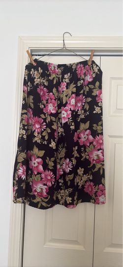Black Floral Midi Skirt XLG