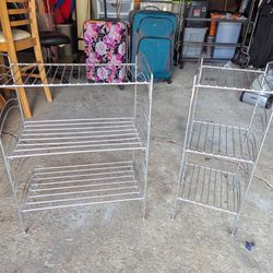 set of 2 heavy metal shelves 