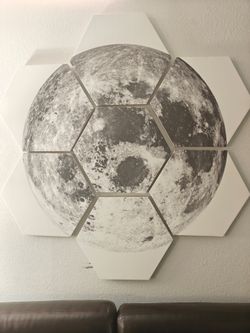 Large Hexagonal Moon Wall Art Panel Set
