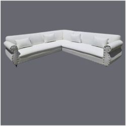 Brand NEW 9x9ft SECTIONAL Sofa,  WHITE LEATHER,  CUSTOM MADE AVAILABLE 