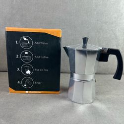 DIVLOR 6 Cup Aluminum Stovetop Espresso Maker Moka Pot Open Box Unused