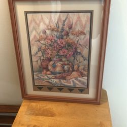Framed Flower Vase Print, Signed By Barbara Mock