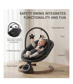 Baby swing for infants with Bluetooth music, remote control, touch panel