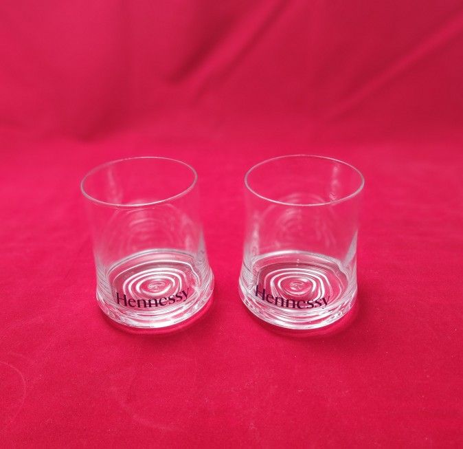 Hennessy Rocks Lowball Cognac Whiskey Blue Label Glasses