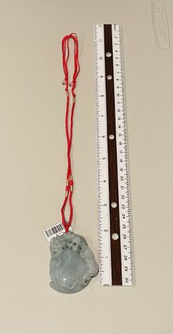 Jade Peach Pendant On String Necklace
