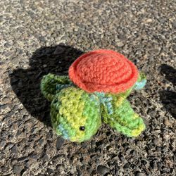 Orange Shell Greens Skin Baby Crochet Turtle
