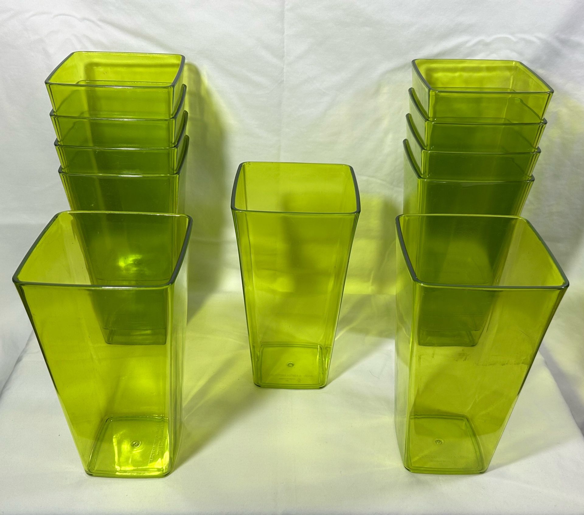 Vtg. Large Translucent Green Vases Or Cups