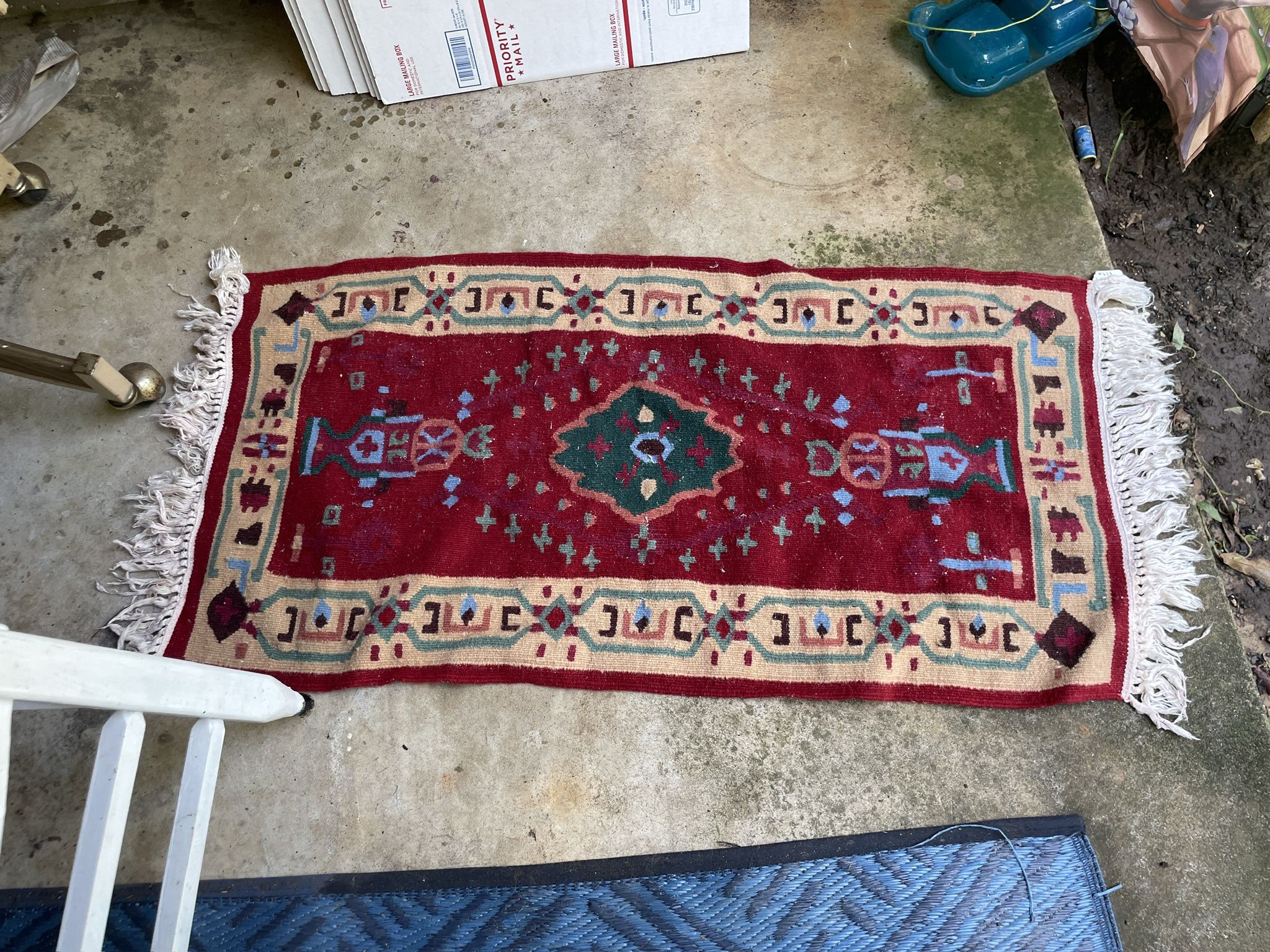 Vintage 1940s Hand Woven Navajo Accent Rug