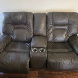 Leather Power  Recliner Loveseat