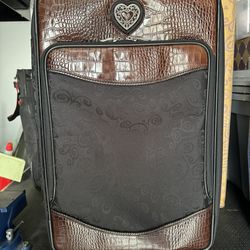 Brighton Luggage Black Canvas & Crocodile