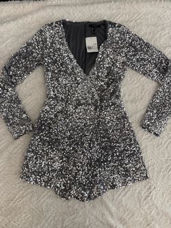 Sequin Silver Shorts Romper