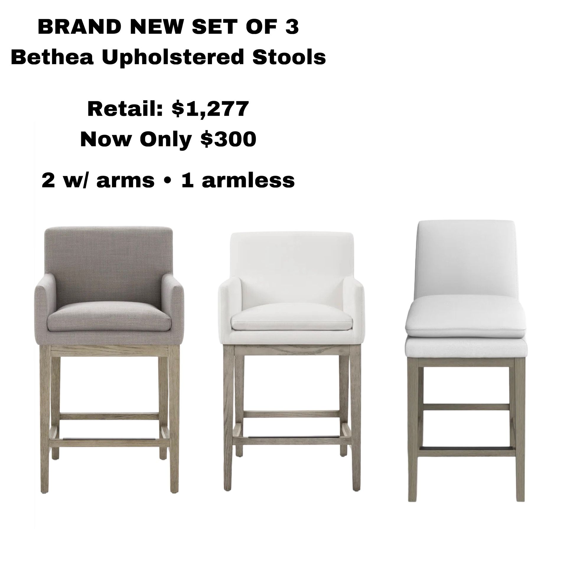 3 Brand New Bethea Counter Stools-2 with Arms
