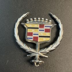 Vtg 70-90's Chrome Cadillac Replacement Wreath Crest Hood Ornament Emblem OEM