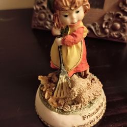 Vintage Hand Painted Little Girl &Dog Figurine.
