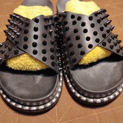 Black Studded Slides