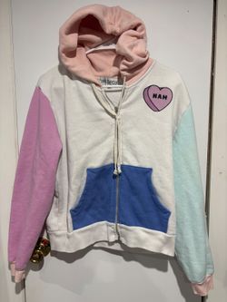 Wildfox Colorblock Zip-Up Hoodie with Heart Graphic size M
