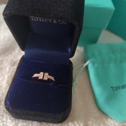 Tiffany T Wire 18k Rose Gold Diamond Ring Size 7
