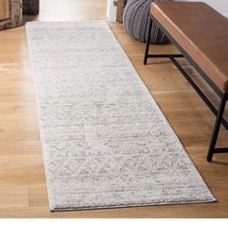 3ft X 6ft SAFAVIEH Adirondack Collection 2'6" x 6' Ivory / Silver ADR119A Moroccan Boho Distressed Non-Shedding Living Room Entryway Foyer Hallway Bed