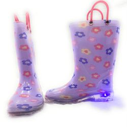 Kids Adorable Lightweight Waterproof Rain Boots Light Up by Steps