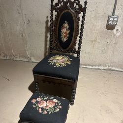 ONE OF A KIND Antique Victorian Style Child Chair And Ottoman