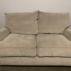 Standard 2-Cushion Beige Fabric Sofa