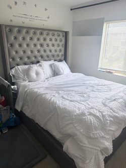 Queen Bed frame + box spring + mattress