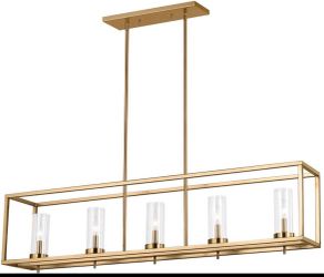 5-Light Gold Linear Island Pendant Chandelier