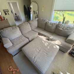 Gray Sectional Couch w/ Ottoman *read description*