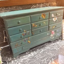 Hand painted wood jewelry box