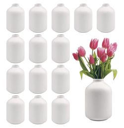 15pcs 3.8 Inch White Ceramic Bud Vases Bulk
