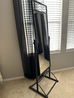 Black Powder Coated Sturdy Freestanding Full Length Mirror 