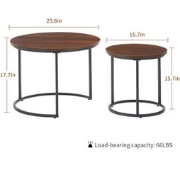 Rounds Nesting Coffee Table Set of 2, Modern Marble Pattern Wooden Nesting Tables