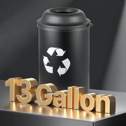 MoNiBloom 13-Gallon Trash Can for Kitchen Bathroom Bedroom Living Room Home Office Dorm Round Fingerprint-Proof Garbage Container Bin with Open-Top fo