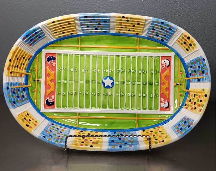 Vintage Cooks Club Quality & Design Football Chip Bowl/Platter. Made In China.