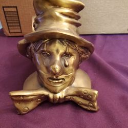 *MAJOR REDUCTION*Beautiful Vintage Solid Brass Clown Desk Top Letter Holder