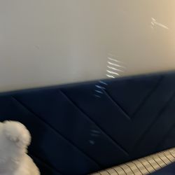 Blue queen platform bed