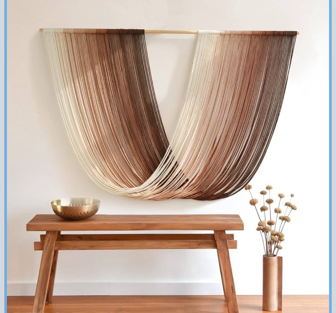 Macrame Wall Hanging Large Bohemian Yarn Tapestry Wall Décor,59" Wx 35" L