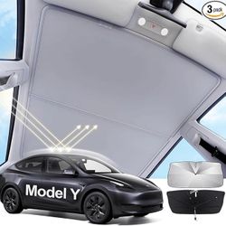 Brand New 2024 Upgrade Tesla Model Y Sunshade Roof -with Windshield Sun Shade, Tesla Model Y Accessories 2024 No Sagging No Gaps Portable Foldable Sun