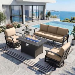 Patio furniture set with fire pit propane aluminum outdoor patio furniture patio silver rocking chairs βοΈπβ