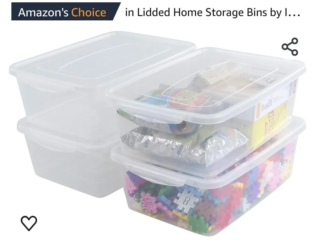 14 Quart Clear Storage Bin, Plastic Latching Box/Container with Lid, Shoe Boxes, Set of 4

