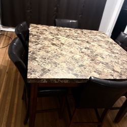High top - Brown Marble Table 6 chairs